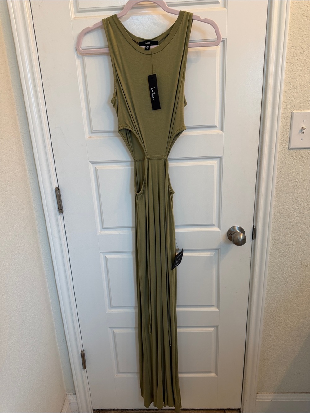 Lulus All Your Angles Olive Green Cutout Maxi Dress - Size XS - Picture 3 of 5